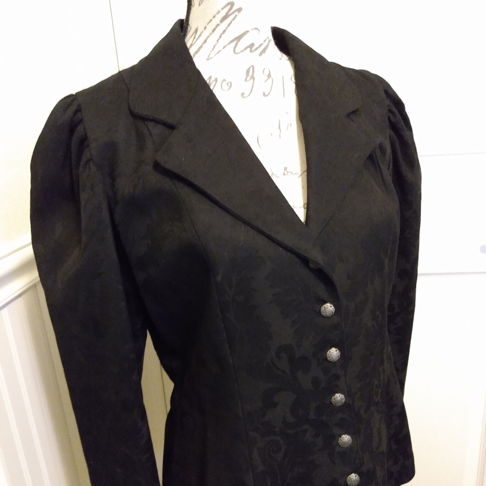 Black Cotton Brocade Top